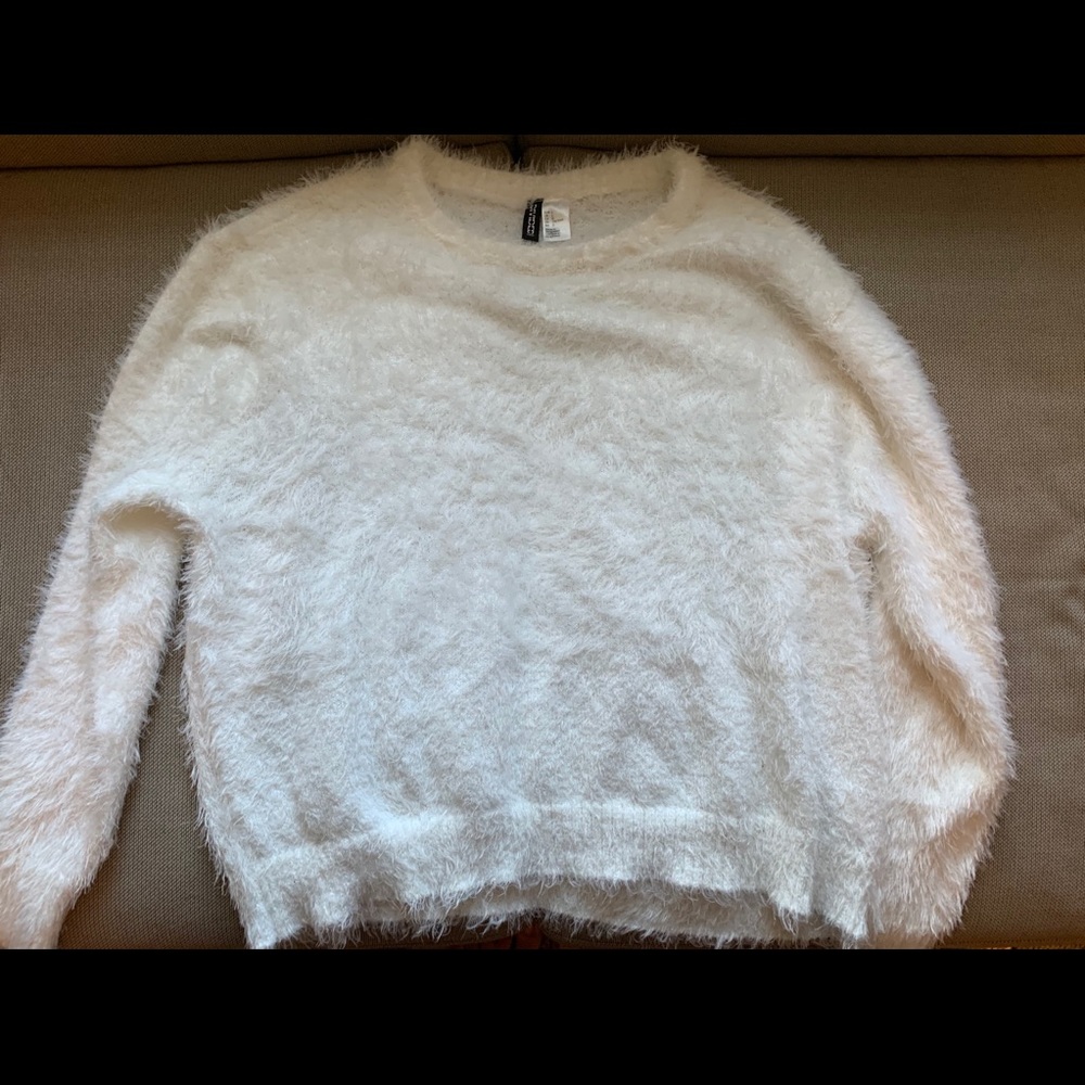 Super soft fuzzy white sweater